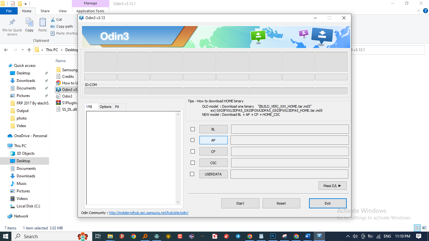 Odin flash tool Samsung FRP bypass removes files